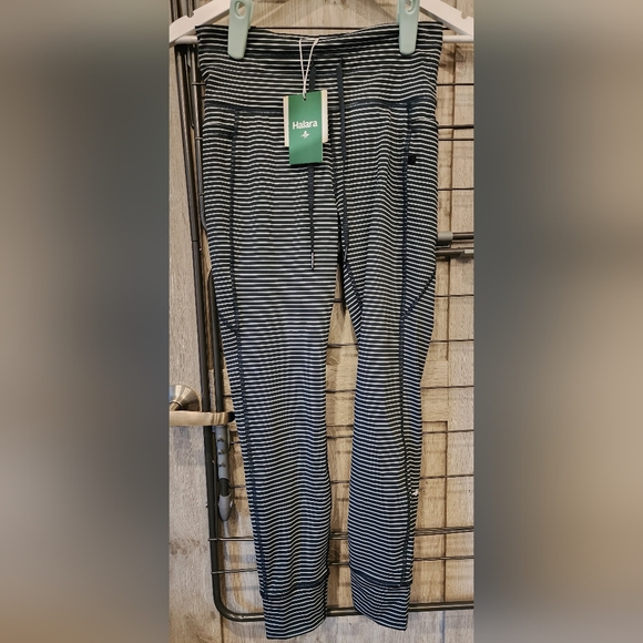 HALARA High Waisted Drawstring Striped Pocket Leggings Oceanic Teal NWT Medium - Picture 7 of 16
